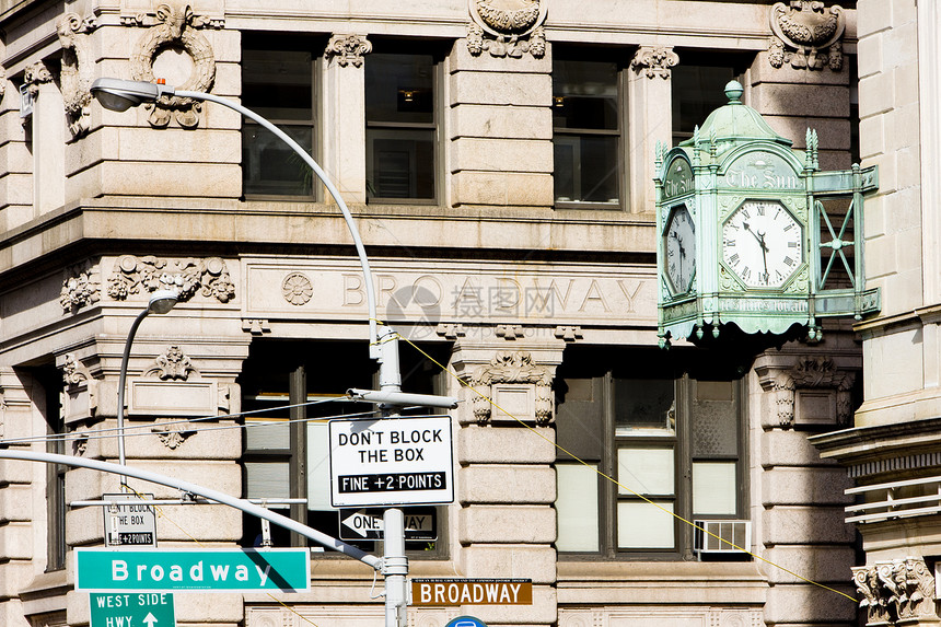 百老汇 曼哈顿 美国纽约市市政房子位置时钟外观建筑学街道房屋建筑物城市图片