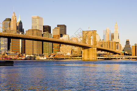 深中大桥曼哈顿与布鲁克林桥 美国纽约市建筑学摩天大楼建筑物桥梁位置城市景观地标旅行外观背景