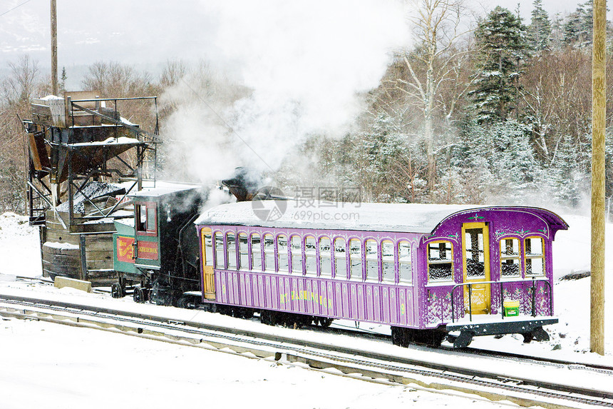 美国新罕布什尔州布雷顿森林 华盛顿高峰铁路机车齿轨火车世界季节交通工具机器铁路运输蒸汽运输图片