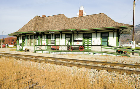 美国新罕布什尔州Gorham铁路博物馆火车站博物馆车站外观运输铁路位置世界交通工具铁路运输背景图片