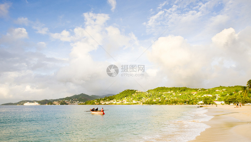 格林纳达格朗昂斯湾海景血管风景世界外观船只旅行海滩支撑位置图片