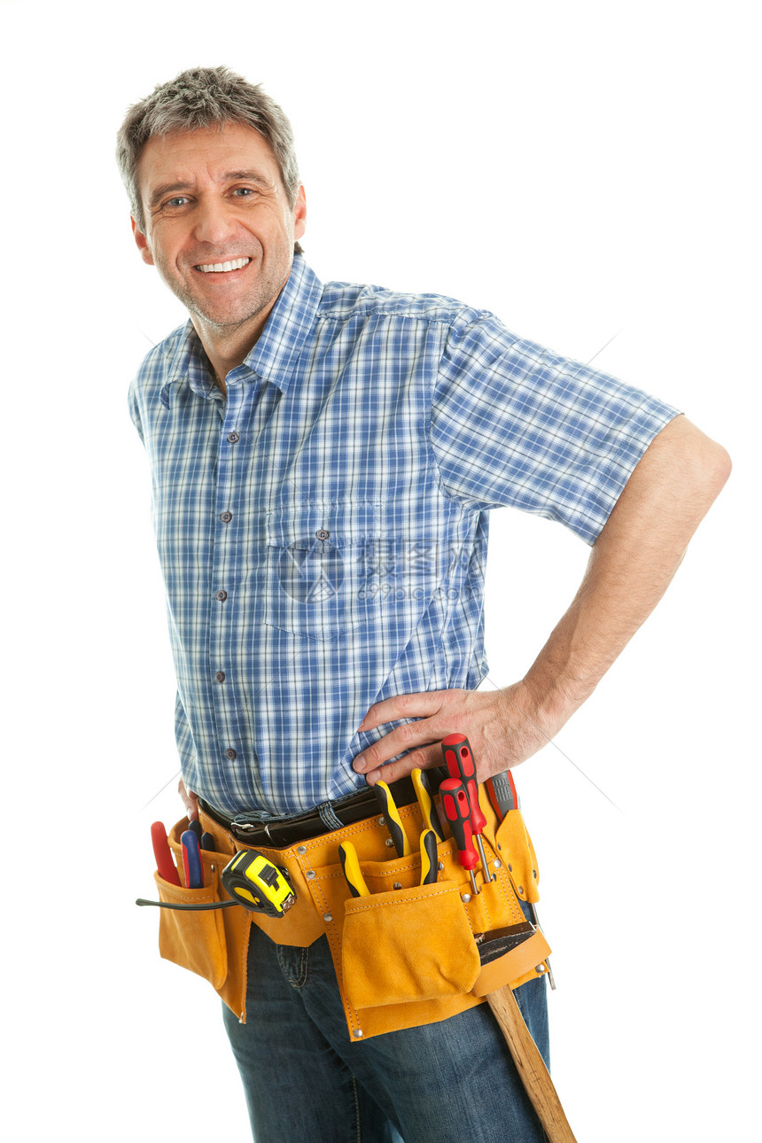 身戴硬帽子的工人工具安全管道服务职业零售商男人技术员男性建筑图片