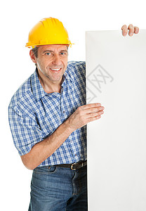 显示空版板的自信工人衬衫维修海报木匠服务建设者卡片横幅工作男人背景图片