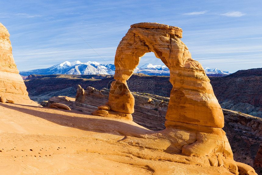 美国犹他州犹他州 Arches国家公园自然保护区侵蚀旅行风景地质拱门外观山脉岩石构造图片