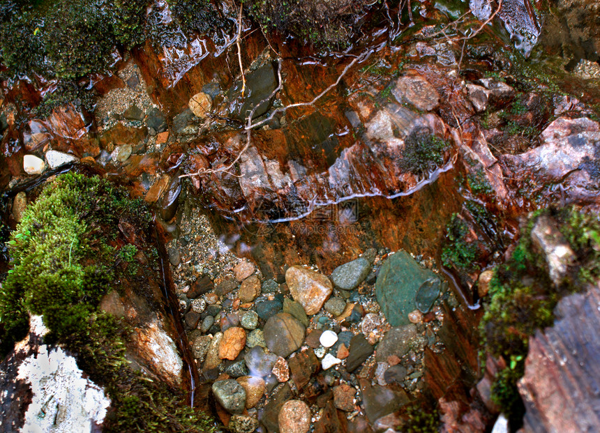石石头交响乐红色岩石绿色卵石石头水坑调色板水平巨石图片