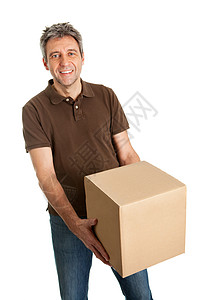 运送人货包箱白色运输成功衬衫帽子船运服务包装搬运工盒子背景图片