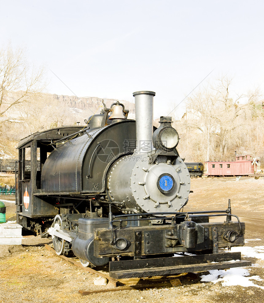 美国科罗拉多铁路博物馆的干机车蒸汽世界铁路运输旅行外观铁路位置运输博物馆图片