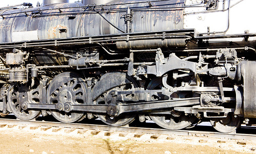 美国科罗拉多铁路博物馆蒸汽机车的详情铁路运输车轮外观轮子铁路运输博物馆安装背景图片
