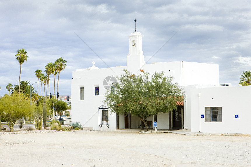 美国亚利桑那州Ajo教堂建筑学世界位置外观景点历史建筑教会旅行历史性图片