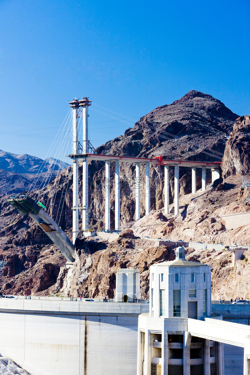 美国亚利桑那内瓦达州胡佛大坝周围力量外观能量发电电站建筑障碍电力生产建筑学图片