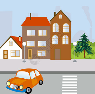 城市街道 房屋和道路背景图片