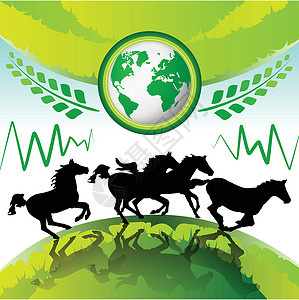 跑马圈地骑马跑马全球马匹叶子蓝色生态坡度天空环境回收世界设计图片