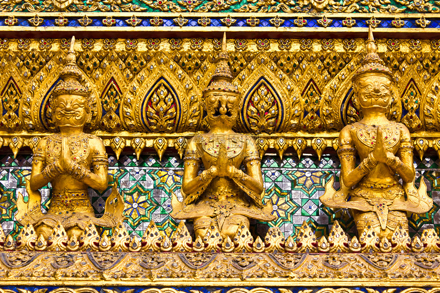 曼谷大宫泰泰文艺术风格 泰国曼谷地标雕像游客宝塔寺庙文化入口佛教徒旅行旅游图片