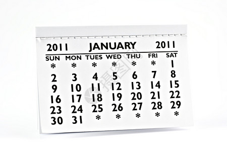 2011 年 1 月日历摄影宏观时间背景图片