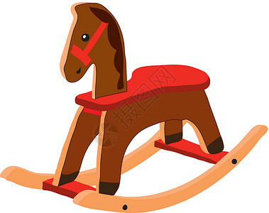 马绘画棕色红色玩具插图背景图片