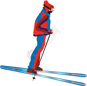 滑雪车运动插图滑雪板下坡高山滑雪杖背景图片