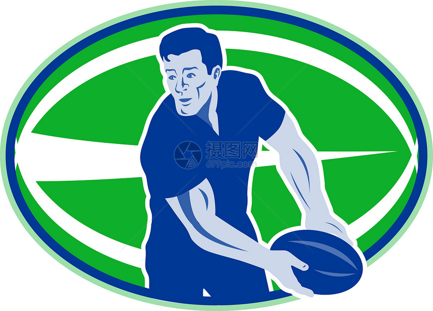橄榄球运动员通过球男性插图联盟运动游戏男人玩家跑步图片