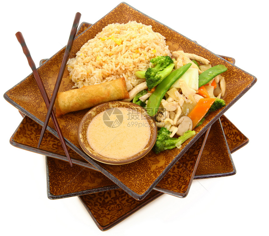 Snow Pea 白雪山鸡泰国食品筷子盘子美食纳帕椰子春卷晚餐棕色油炸萝卜图片