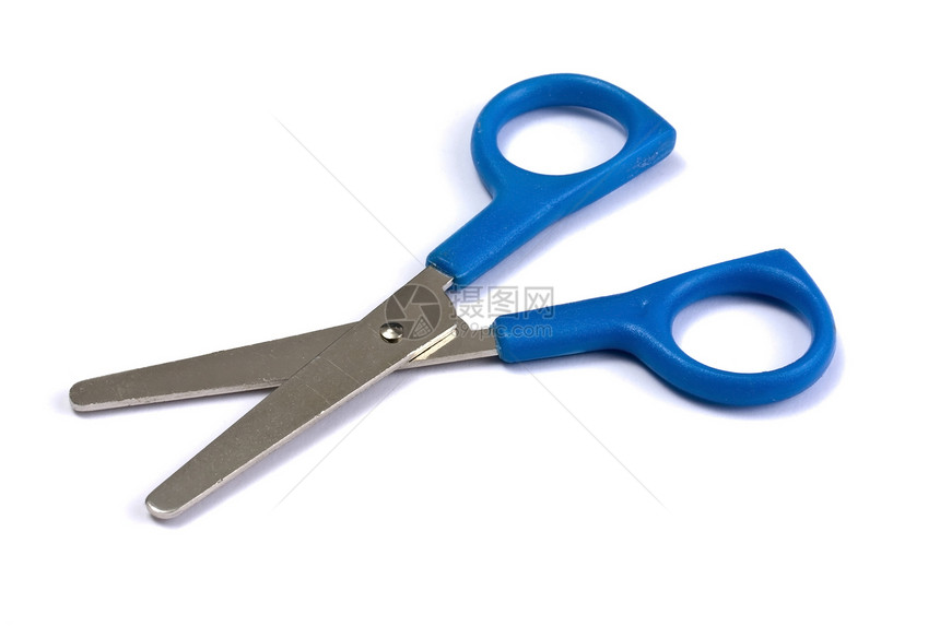 剪刀蓝色刀具金属工作剪子工具缝纫办公室白色刀片图片