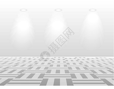 空空白色房间艺术画廊反射电灯空白白墙插图办公室天花板财产背景图片