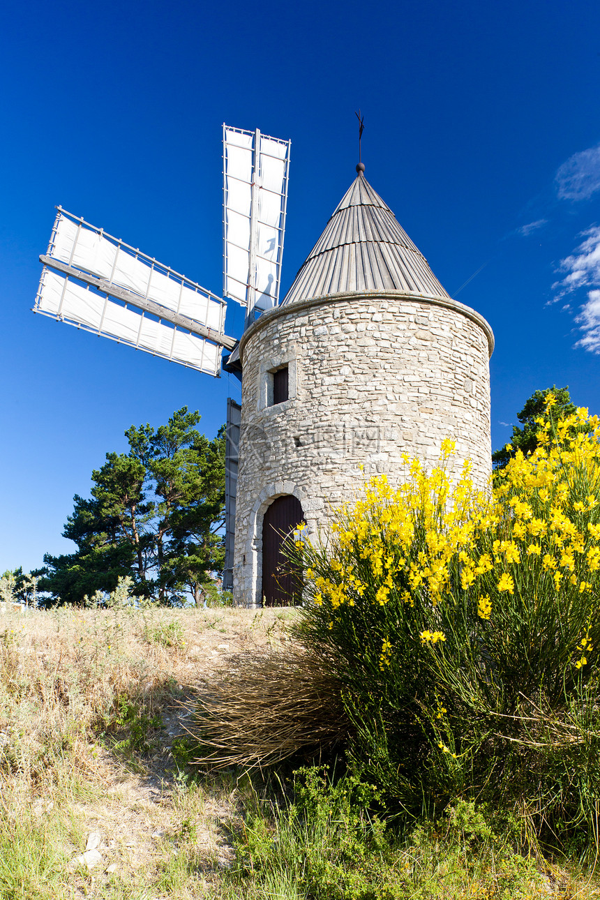 法国普罗旺斯蒙特芬旅行位置世界花朵建筑风车外观建筑学图片