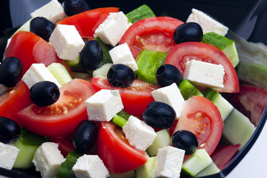 希腊沙拉盘子静物内饰营养膳食食品黄瓜胡椒美食蔬菜图片