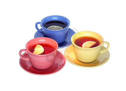 三人茶茶会餐具柠檬茶杯热饮背景图片
