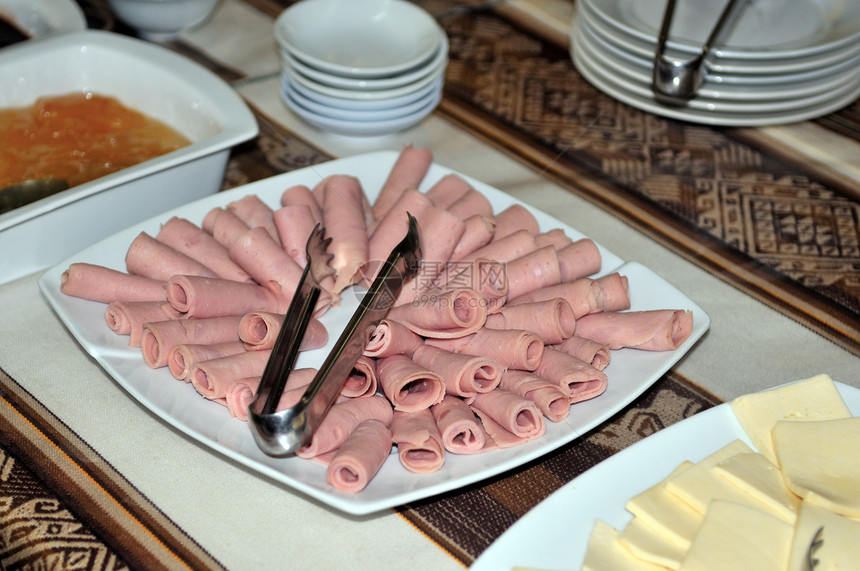 含火饮食屠夫客栈熟食火腿植物小吃桌子香肠作品图片