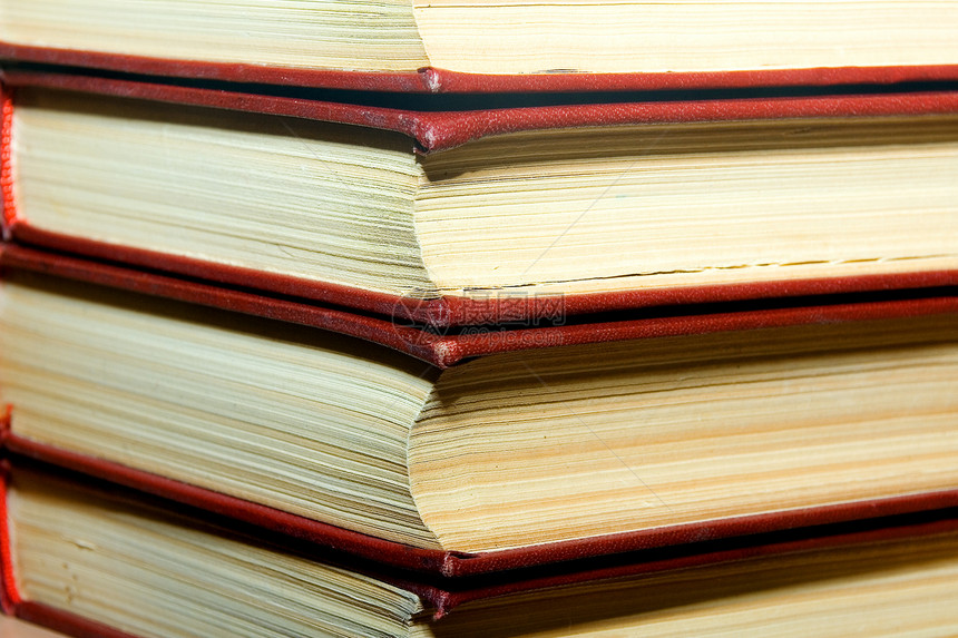 图书馆智慧学习皮革文学黄色读数收藏脊柱小说红色图片