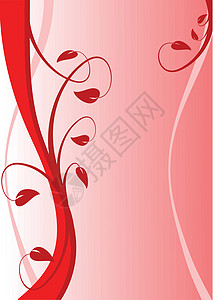 红色花卉矢量说明艺术品绘画插图粉色墙纸植物创造力漩涡叶子卡片背景图片
