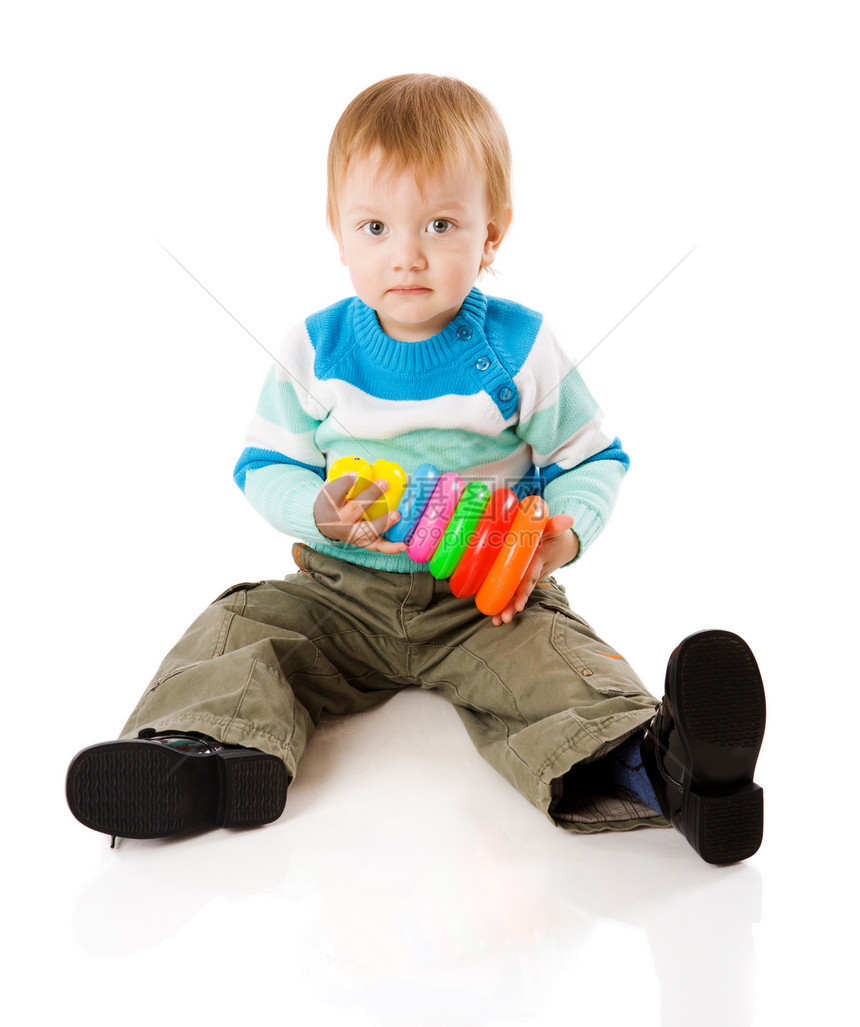 男孩玩游戏好奇心儿子头发男生金发乐趣快乐反射孩子塑料图片