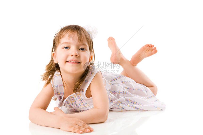 有趣的女孩活力全身快乐长发乐趣白色孩子幸福喜悦福利图片