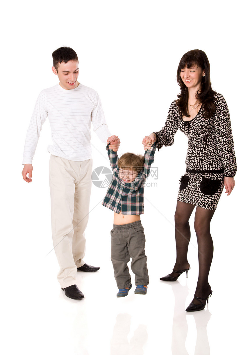 幸福家庭丈夫夫妻童年父母男人面孔婴儿微笑父亲工作室图片