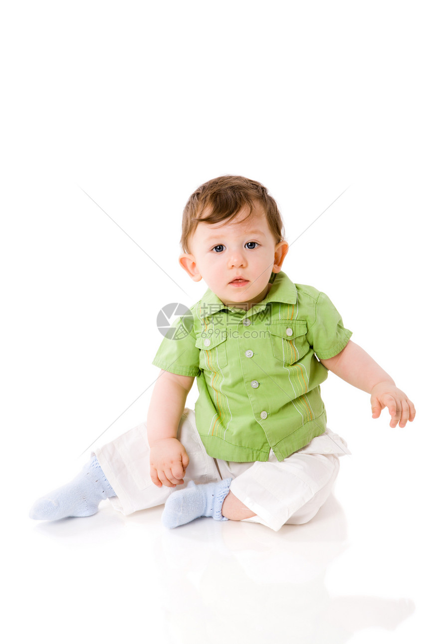 宝宝男孩白色男性活动思维后代追求愿望沉思个性蓝色图片
