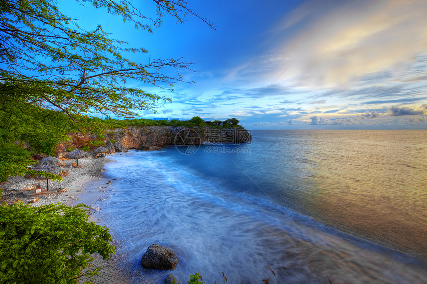 库拉索悬崖风景海滩蓝色海岸天空热带海景海湾海洋图片