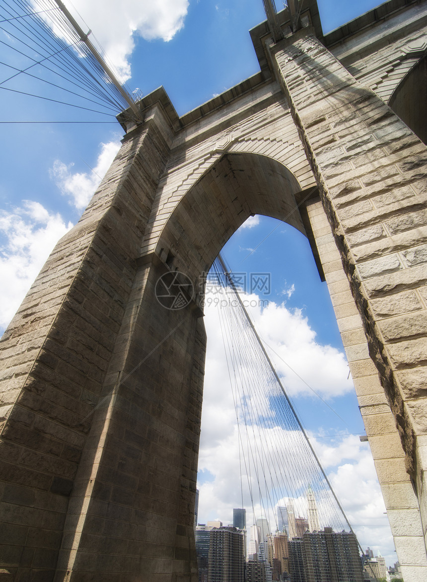 布鲁克林桥建筑城市电线运输旅行全景电缆建筑学天际吸引力游客图片
