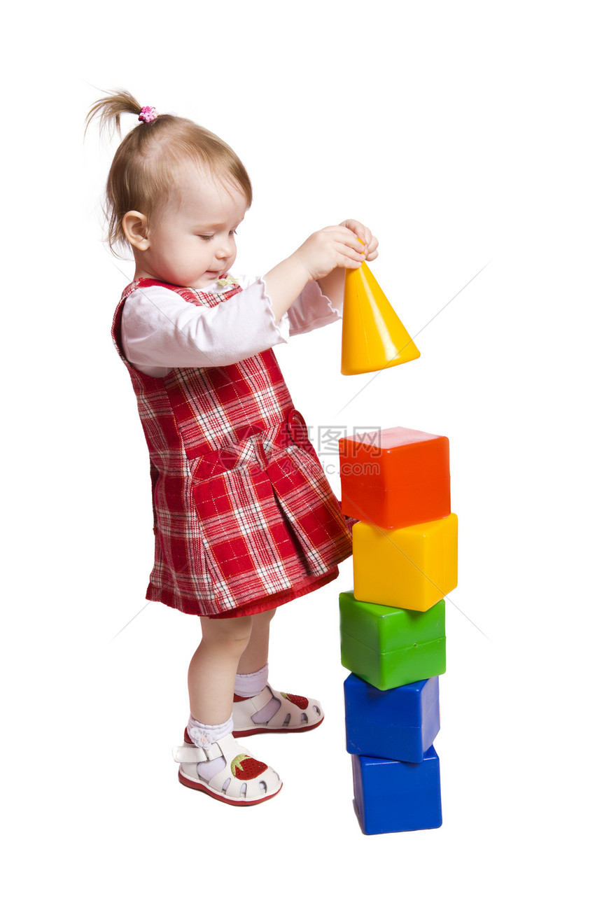 女童乐趣玩具幸福童年立方体头发婴儿喜悦建筑学习图片