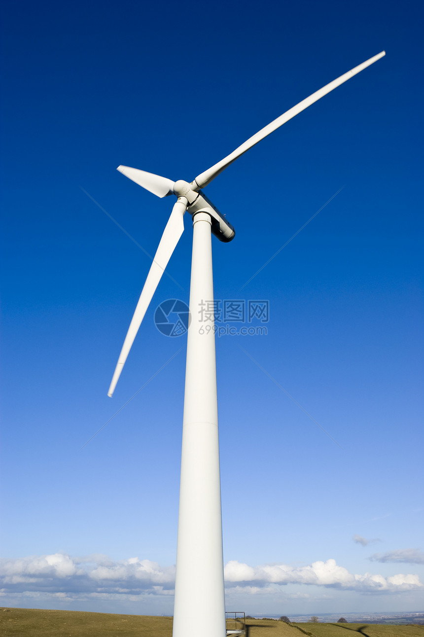 风风农场技术发电机风车蓝色天空活力涡轮螺旋桨力量白色图片