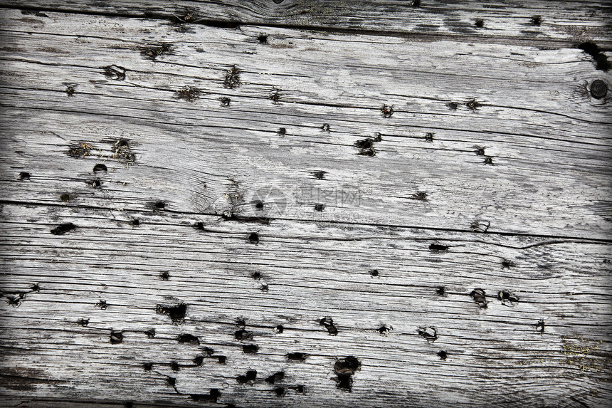 有洞的灰色旧木头表面图片