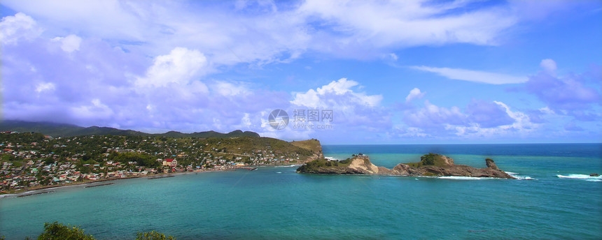 圣卢西亚海岸线云景蓝色岩石旅行天堂破坏海岸假期热带图片