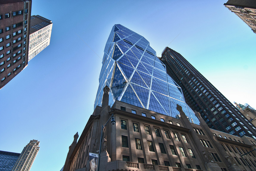 纽约市的摩天大楼建筑商业市中心公寓游客国家海港反射海洋地标图片