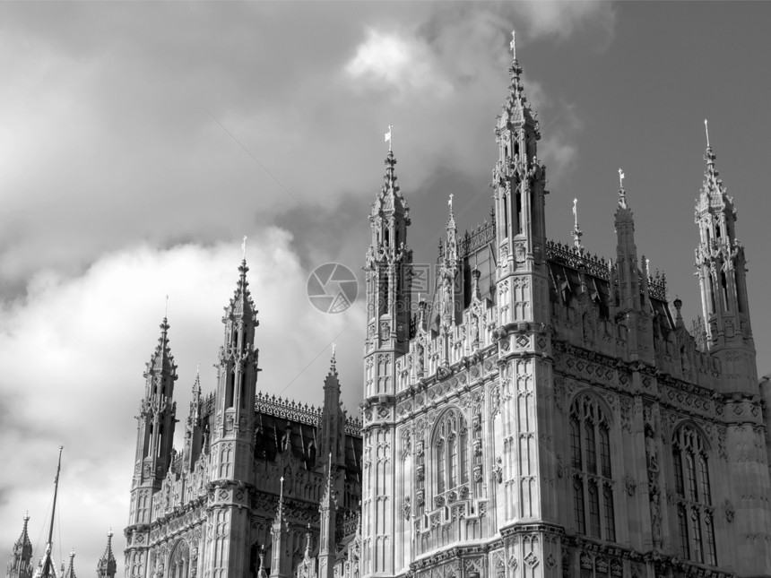 议会众议院大本钟纪念碑建筑学地标黑色建筑白色图片