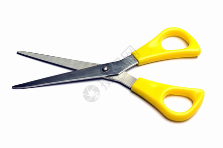 补给品剪刀艺术工艺学校橙子工具孩子们黄色剪切剪辑白色背景
