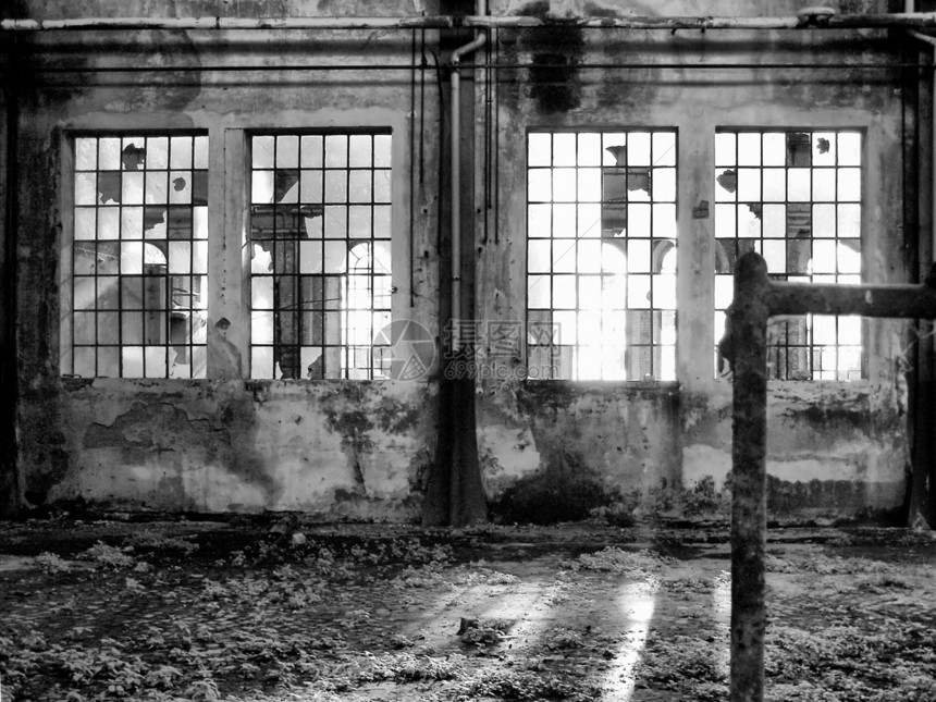 废弃工厂考古学工作白色建筑职场工业地标废墟建筑学黑色图片