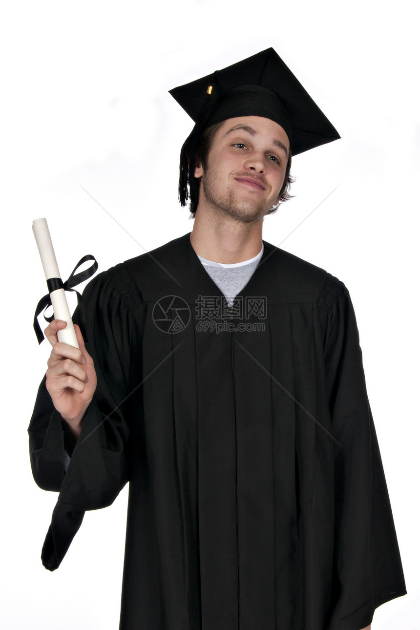 具有毕业文凭的自大毕业生图片