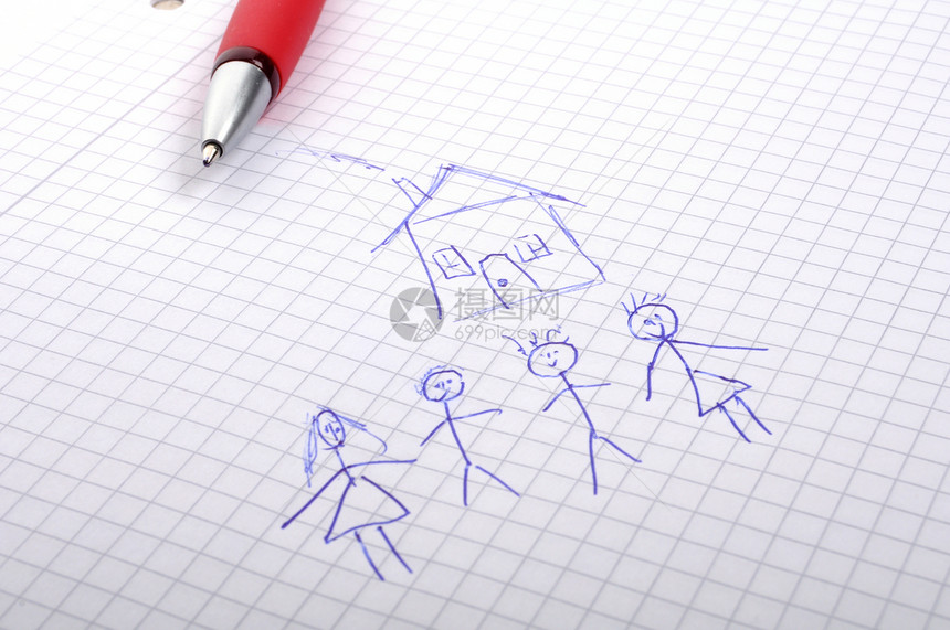 房地产家庭女孩住宅母亲绘画父亲住房男生房子抵押图片