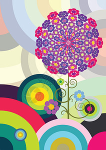 多彩圆线条边界气泡紫色墙纸框架圆圈螺旋插图彩虹背景图片
