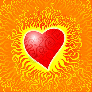 火焰心插图灵敏度情人红色心形漩涡白色礼物设计图片