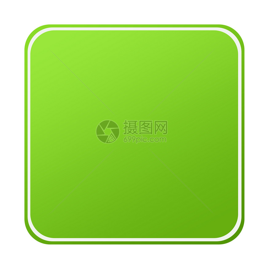 空白绿按钮图形化正方形角落徽章绿色圆形插图图片