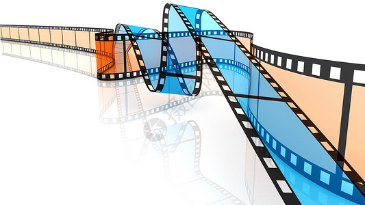 蓝色和橙色3D空白薄膜框架边界视频相机拍摄卡通片黑色构图娱乐电影背景图片